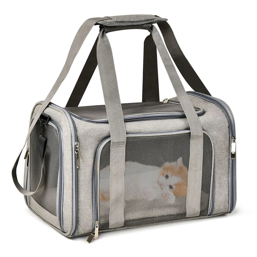 Travel Pet Carriers for Cats and Puppies – Lightweight, Collapsible, and Airline Approved Gray