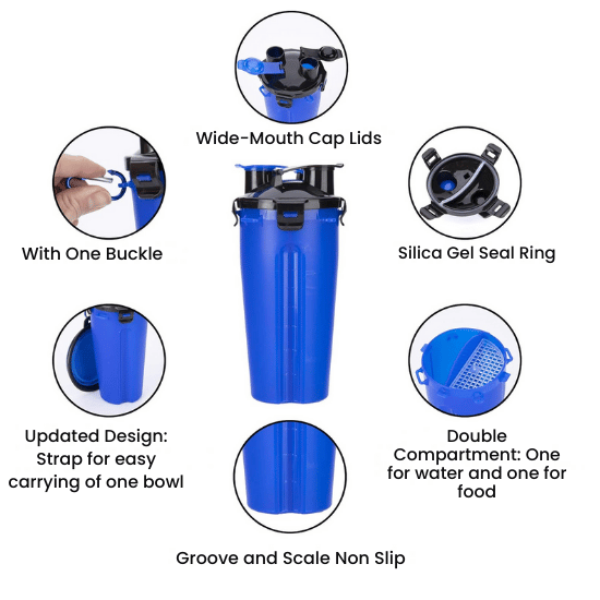 2-in-1 Water Bottle and Food Container with Travel Bowl - Yappyboo