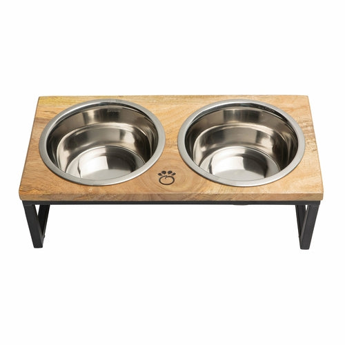 Wood & Metal Elevated Pet Feeder - Yappyboo