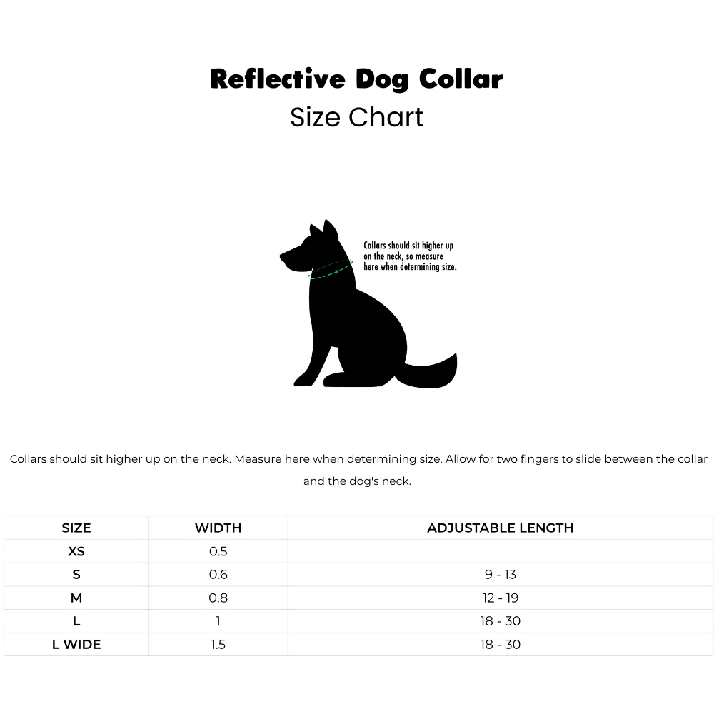 Reflective-Dog-Collar size chart