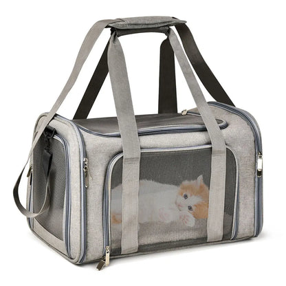 Travel Pet Carriers for Cats and Puppies – Lightweight, Collapsible, and Airline Approved Gray