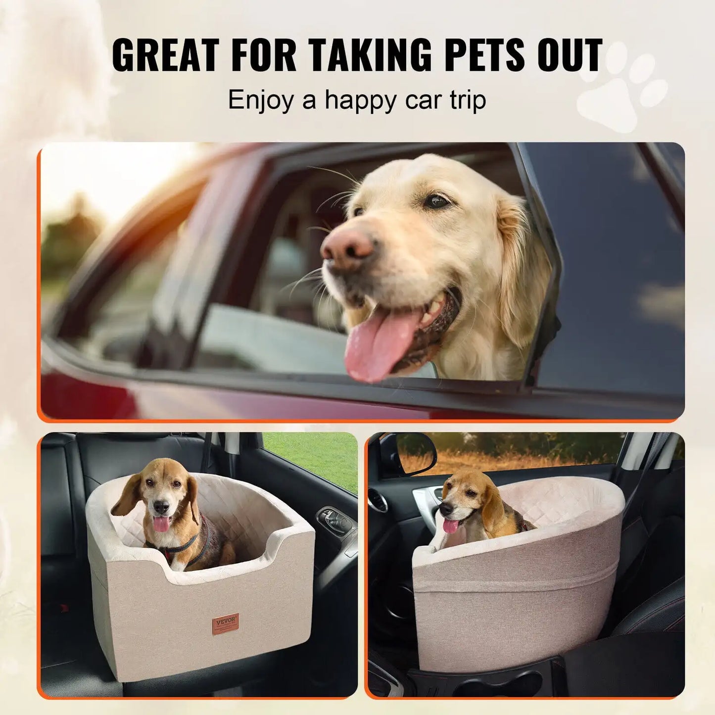 Dog Booster Car Seat Pet Car Seat for Small Medium Dog up to 55 Lbs Brown