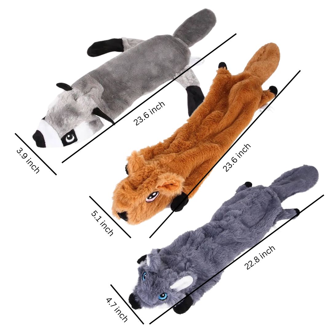 3-Pack Stuffing-Free Plush Dog Toys – Fun Without the Mess - Yappyboo