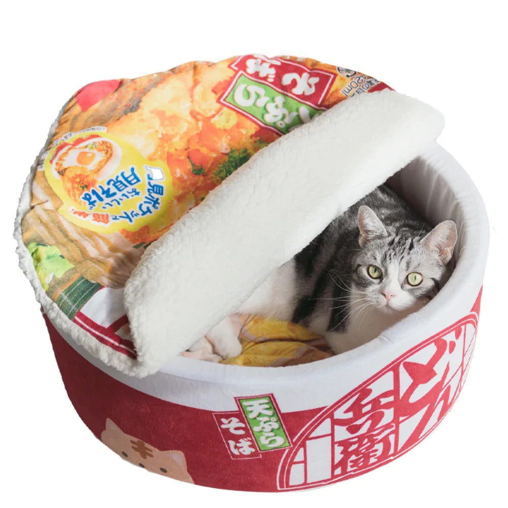 Cozy Ramen Bowl Cat & Dog Bed - A Warm, Adorable Hideaway - Yappyboo