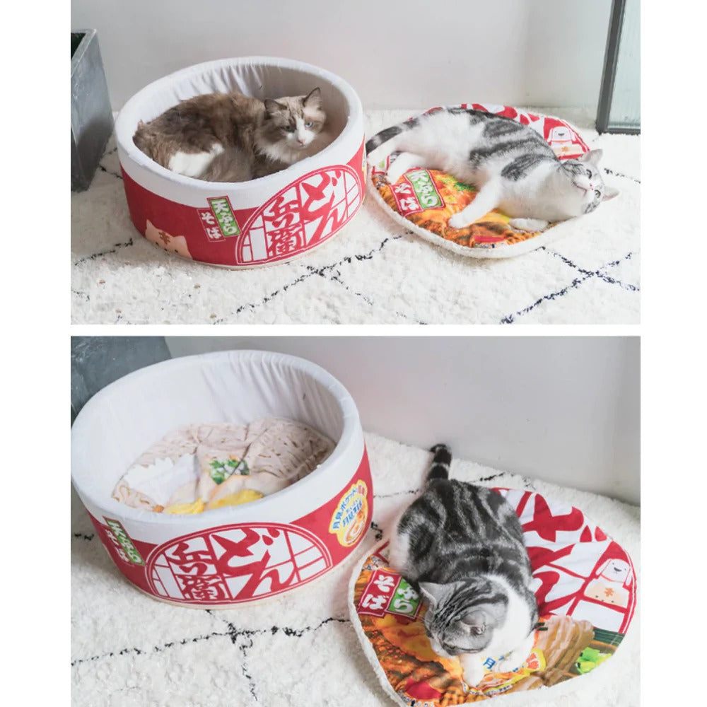 Cozy Ramen Bowl Cat & Dog Bed - A Warm, Adorable Hideaway - Yappyboo